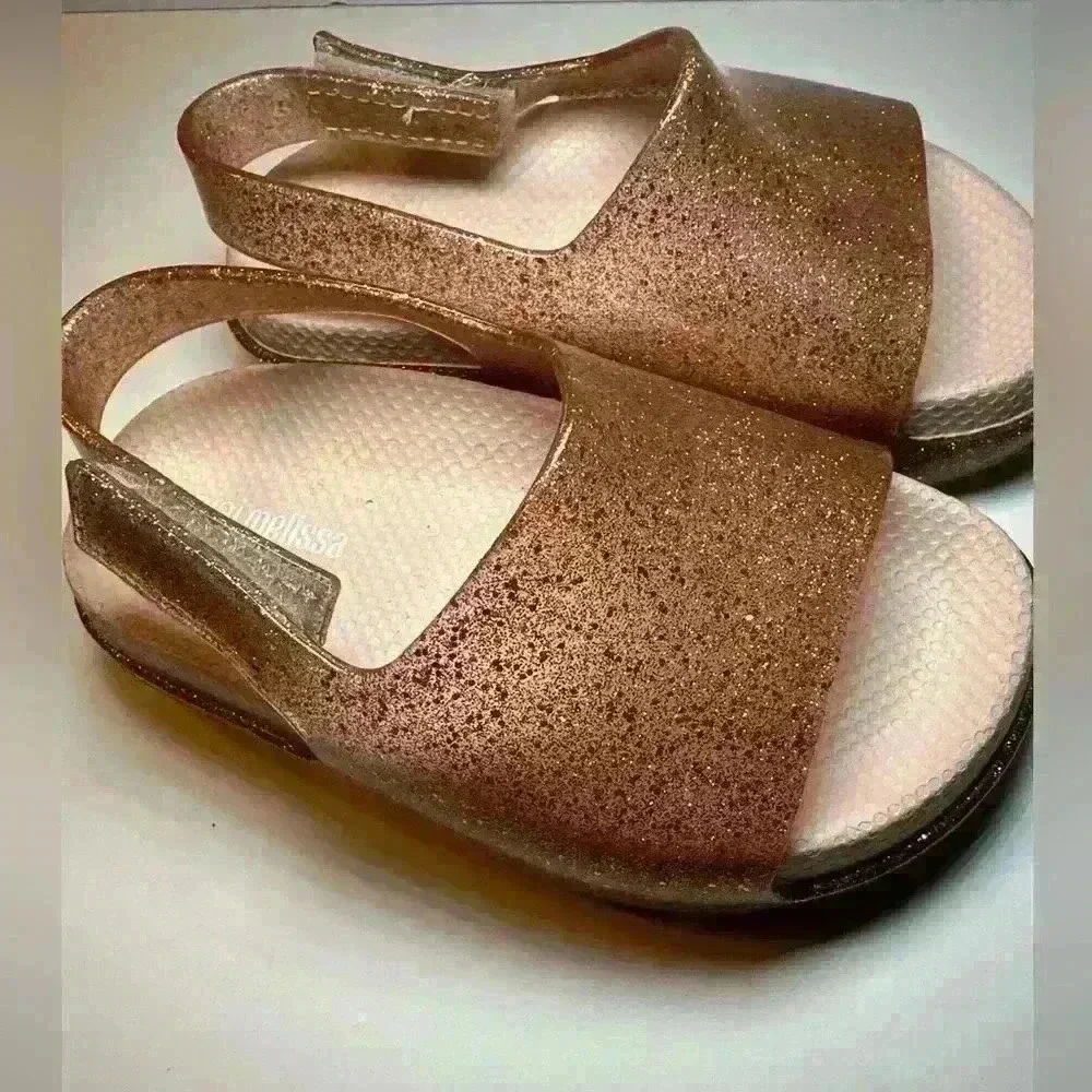 NWOT Mini Melissa Silver Glitter Sandals size baby 7